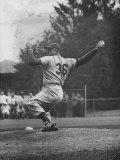 Dodger Don Newcombe Ready to Throw Ball During Game with Braves