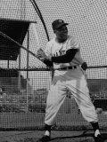 Baseball Player Willie Mays Batting During Pre-Game Practice