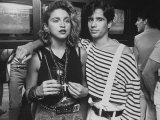 Singer Madonna with D.J. Jellybean Benitez at Opening of Video Club 