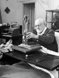 Henri Matisse Sculpting Nude Female Figure While Sitting in Bed in His Apartment