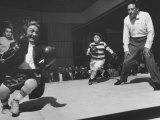Actor Billy Barty Participating in a Charity Boxing Bout