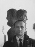 Writer Ernst Schnabel, in the Greek Antiquities Section of the Louvre