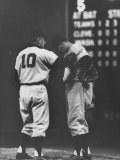 Manager Al Lopez of the Cleveland Indians Talking to Mike Garcia During a Gam