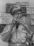Comedian Phil Silvers Playing Cards on His Television Show