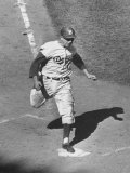 Gil Hodges Wearing Baseball Cap Running to Base During World Series Game