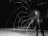 Actor Guy Williams Practicing Using a Whip for His Role as Zorro