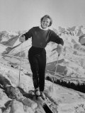 Olympic Hopeful, Jill Kinmont, Leaning Forward on Ski Pole, at Sun Valley Training Camp