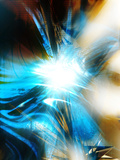 Abstract Color Spikes and Swirls in Blue and Gold