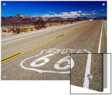 Route 66 Sign on Highway Near Amboy, Mojave Desert, California