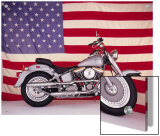 Harley Davidson Motorcycle and US Flag