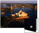 Aerial View of Sydney Opera House and Sydney Harbour Bridge, New South Wales, Australia