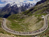 The Pack Climbs the Galibier Pass During the 15th Stage of the Tour De France