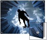 Skateboarder Silhouette Among Skyscrapers