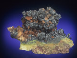 Descloizite on Calcite, Tsumeb Mine, Namibia, Africa