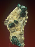 Dioptase Crystals on Calcite, Kazakhstan