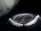 Open Mouth of a Manta Rays (Manta Birostris) Feeding at Night on Plankton, Hawaii, USA