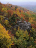 Rocky Outcrop and Autumn Colors Along the Blue Ridge National Parkway, Appalachian Mountains