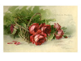Crimson Roses in a Woven Basket, 1900