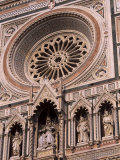 Rose Window and Facade of Polychrome Marble, Duomo Santa Maria Del Fiore, Florence, Tuscany, Italy