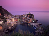 Vernazza Harbour at Dusk, Vernazza, Cinque Terre, UNESCO World Heritage Site, Liguria, Italy