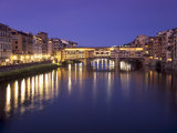 Ponte Vecchio over River Arno at Dusk, Florence, Tuscany, Italy, Europe
