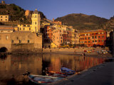 Vernazza Harbour at Sunset, Vernazza, Cinque Terre, UNESCO World Heritage Site, Liguria, Italy