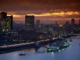 Buy Hms Belfast Moored on the Thames, Illuminated at Dusk, London, England, United Kingdom, Europe at AllPosters.com