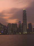 Two Ifc Building and Hong Kong Island Skyline at Dusk, Hong Kong, China