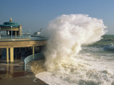 Waves Pounding Bandstand, Storm in Eastbourne, East Sussex, England, United Kingdom, Europe