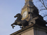 Big Ben Seen Through the Statue of Boudica, Westminster, London, England, United Kingdom