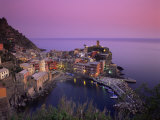 Village and Harbour at Dusk, Vernazza, Cinque Terre, Liguria, Italy, Mediterranean