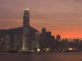 Two Ifc Building and Central, Hong Kong Island Skyline at Dusk, Hong Kong, China