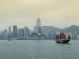 One of the Last Remaining Chinese Junk Boats Sails on Victoria Harbour, Hong Kong, China