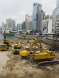 Land Reclamation Project under Way in Central, Hong Kong Island, Hong Kong, China