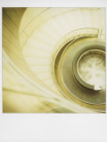 Polaroid of View Looking Down on Spiral Staircase in the Louvre Museum, Paris, France, Europe