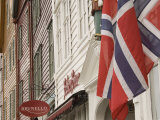 Buy Wooden Merchants Premises and Norwegian Flag, Bryggen Old Harbour Side, Bergen, Norway, Scandinavia at AllPosters.com