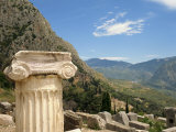 Buy Close-Up of Capital on a Column with Hills in the Background, at Delphi, Greece at AllPosters.com