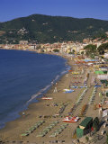 Beach and Town, Alassio, Italian Riviera, Liguria, Italy, Europe