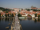 Elevated View over Charles Bridge, UNESCO World Heritage Site, Prague, Czech Republic, Europe
