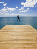 Wooden Jetty Leading into the Caribbean Sea, Frigate Bay Beach, St. Kitts, West Indies