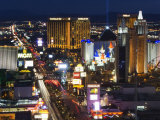 Neon Lights of the The Strip at Night, Las Vegas, Nevada, United States of America, North America