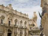 Duomo Square and the Baroque Facade of the Town Hall Palace, Syracuse, Sicily, Italy, Europe
