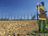 Figure on a Sign Marks the Site of the Battle of Agincourt, in the Nord Pas De Calais, France