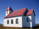 Church with White Walls and Corrugated Roof at Flatey, North Iceland, Polar Regions