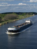 Barge Transitting the Kiel Canal in Germany, Europe