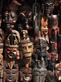Various African Masks on Sale at Aswan Souq, Aswan, Egypt, North Africa, Africa