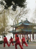 Buy Women Practising Tai Chi in Front of a Pavilion on West Lake, Hangzhou, Zhejiang Province, China at AllPosters.com