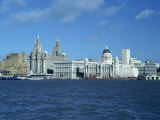 Liverpool Skyline across the Mersey River, England, United Kingdom, Europe