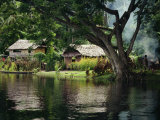 Settlement of Huts Beside the Sepik River, Papua New Guinea, Pacific Islands, Pacific
