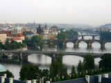 View of the River Vltava and Bridges from Letna Hill, Prague, Czech Republic, Europe